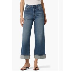 Joe's Jeans Gertrude High Rise Wide Leg Ankle Cuffed Denim Jeans Blue 28